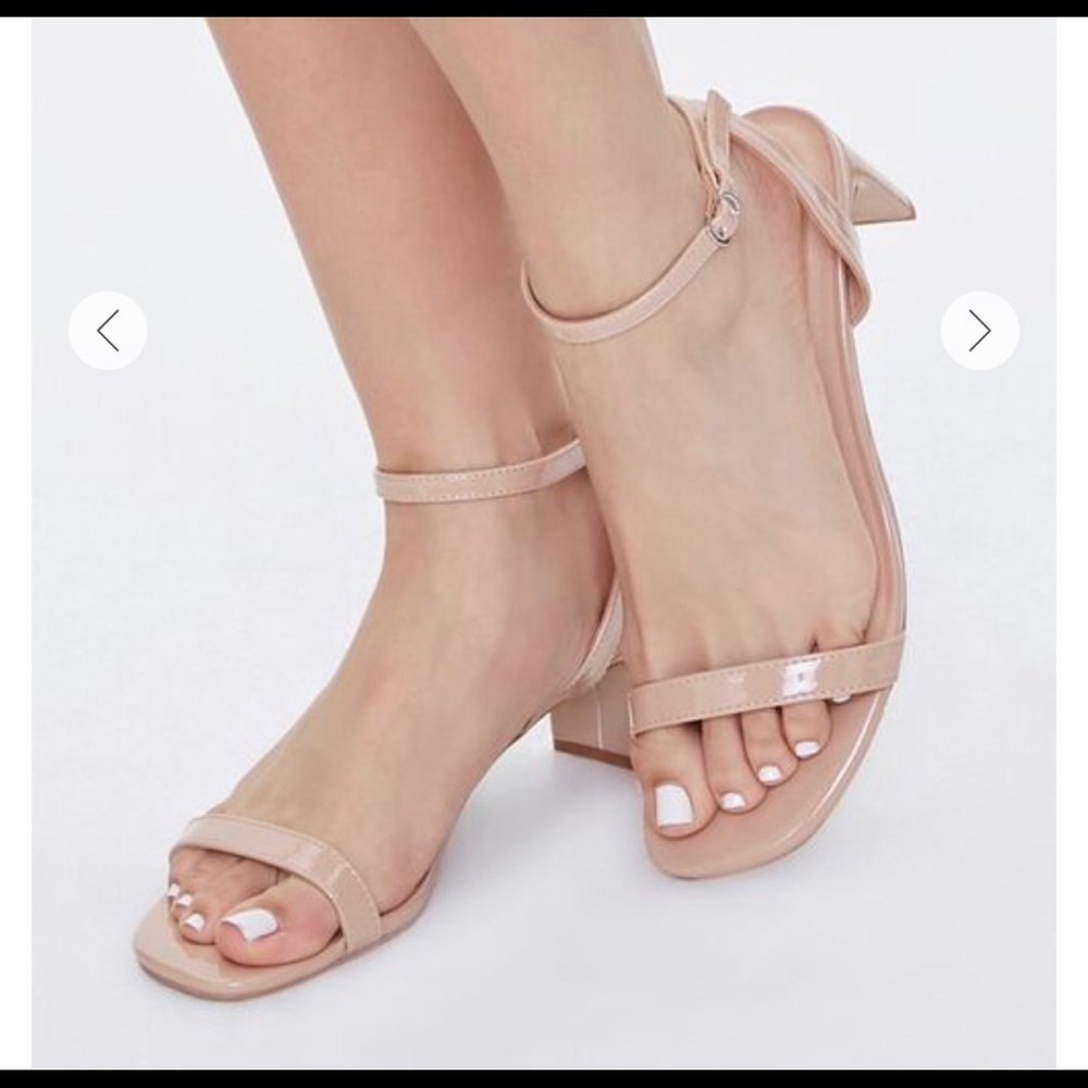 Faux Patent Leather Single-Strap Heels